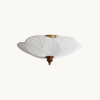 Petal Silk & Walnut Ceiling Light