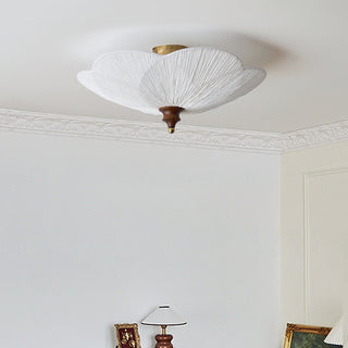 Petal Silk & Walnut Ceiling Light