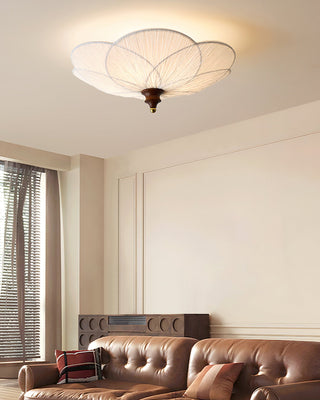 Petal Silk & Walnut Ceiling Light