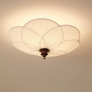 Petal Silk & Walnut Ceiling Light
