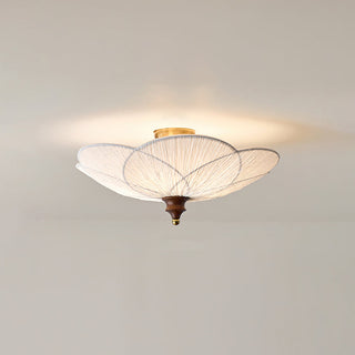 Petal Silk & Walnut Ceiling Light