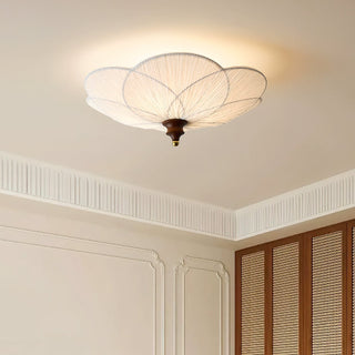 Petal Silk & Walnut Ceiling Light