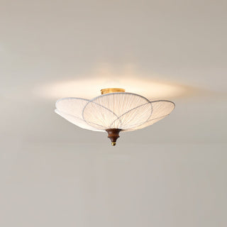 Petal Silk & Walnut Ceiling Light