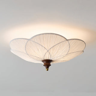Petal Silk & Walnut Ceiling Light