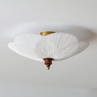 Petal Silk & Walnut Ceiling Light