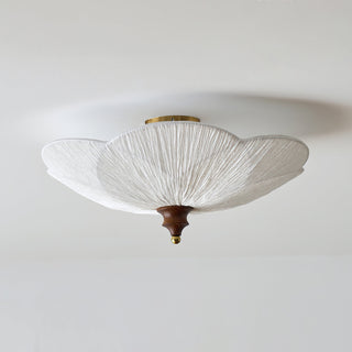 Petal Silk & Walnut Ceiling Light