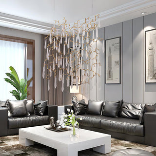 Aqua Window Natural Brass Chandelier