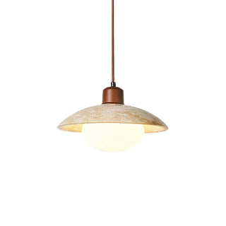 Aria Disc Oriental Yellow Travertine Pendant Light