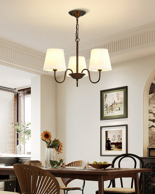 Clara Traditional Bronze  Pleated Fabric Chandelier