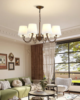 Clara Traditional Bronze  Pleated Fabric Chandelier