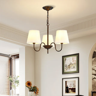 Clara Traditional Bronze  Pleated Fabric Chandelier