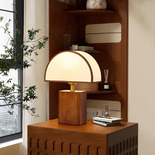 Arch Walnut & Brass Table Lamp