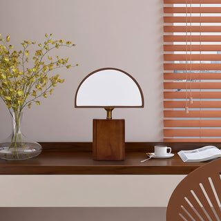 Arch Walnut & Brass Table Lamp