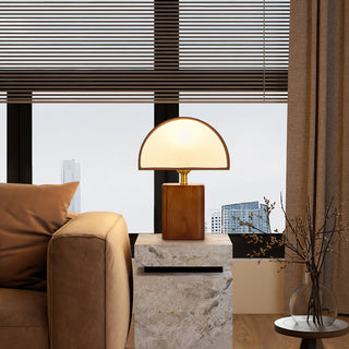 Arch Walnut & Brass Table Lamp