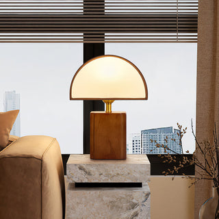 Arch Walnut & Brass Table Lamp
