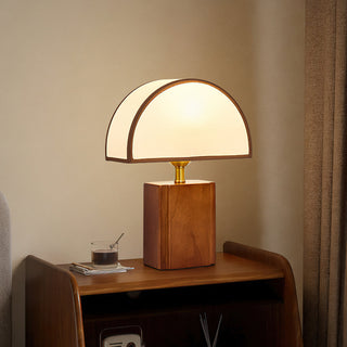 Arch Walnut & Brass Table Lamp