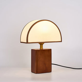 Arch Walnut & Brass Table Lamp