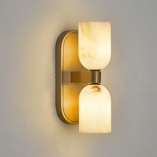 Aurind Alabaster Brass Double Wall Sconce