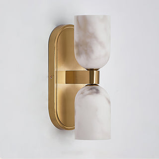Aurind Alabaster Brass Double Wall Sconce