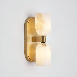 Aurind Alabaster Brass Double Wall Sconce