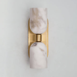 Aurind Alabaster Brass Double Wall Sconce