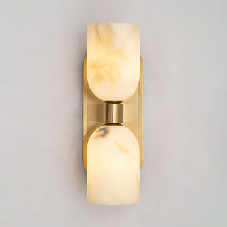 Aurind Alabaster Brass Double Wall Sconce