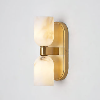 Aurind Alabaster Brass Double Wall Sconce