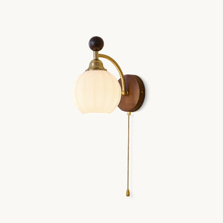 Aurora Dark Wood Brass Wall Sconce