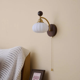 Aurora Dark Wood Brass Wall Sconce