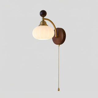 Aurora Dark Wood Brass Wall Sconce