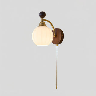 Aurora Dark Wood Brass Wall Sconce