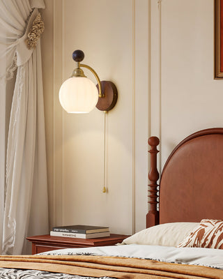 Aurora Dark Wood Brass Wall Sconce