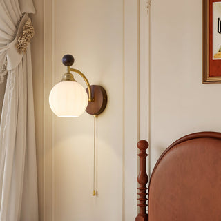 Aurora Dark Wood Brass Wall Sconce