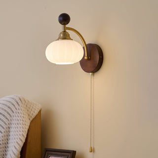 Aurora Dark Wood Brass Wall Sconce