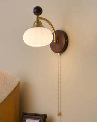Aurora Dark Wood Brass Wall Sconce