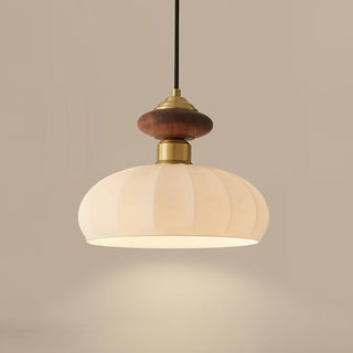 Bailey Walnut Brass Glass Pendant Light