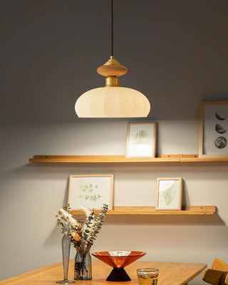 Bailey Walnut Brass Glass Pendant Light