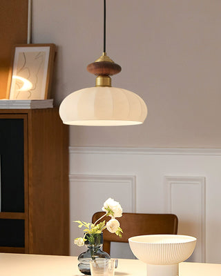Bailey Walnut Brass Glass Pendant Light