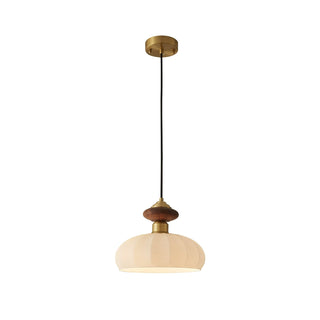 Bailey Walnut Brass Glass Pendant Light