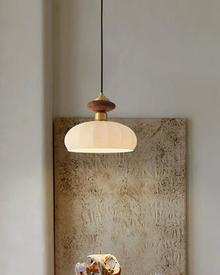 Bailey Walnut Brass Glass Pendant Light