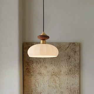 Bailey Walnut Brass Glass Pendant Light