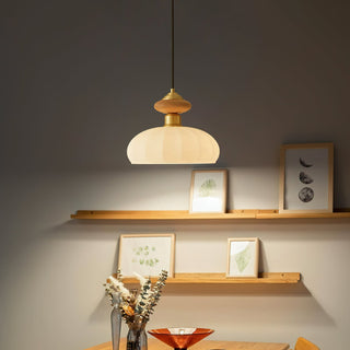 Bailey Walnut Brass Glass Pendant Light