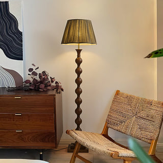 Beaded Dark Wood Floor Lamp