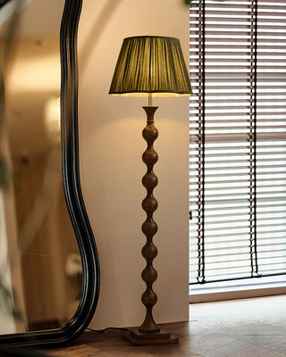 Beaded Dark Wood Floor Lamp