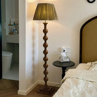 Beaded Dark Wood Floor Lamp