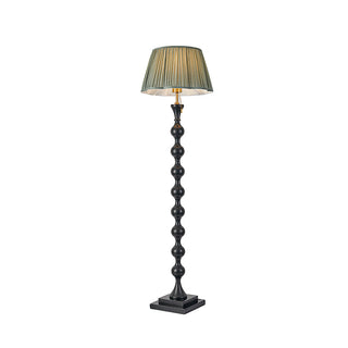 Beaded Dark Wood Floor Lamp