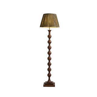 Beaded Dark Wood Floor Lamp