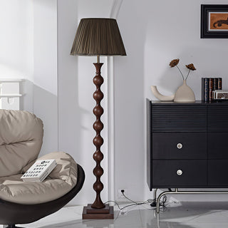 Beaded Dark Wood Floor Lamp