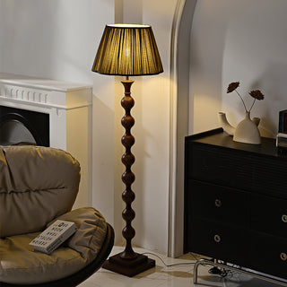 Beaded Dark Wood Floor Lamp