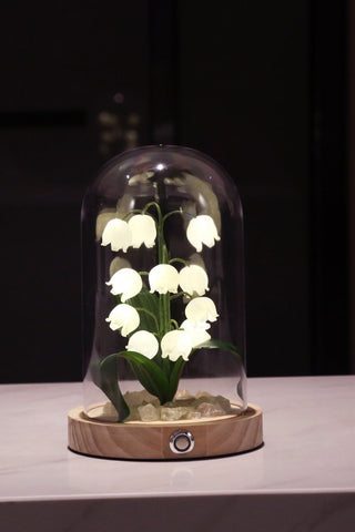 Lily Cloche-dome Wood Night Light